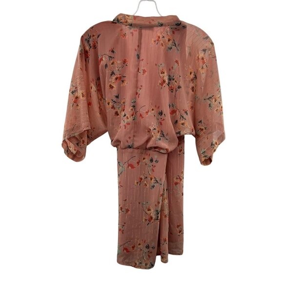 Collective Concepts Women's Mini Wrap Dress Pink/Multi Floral Size Small - Picture 6 of 9